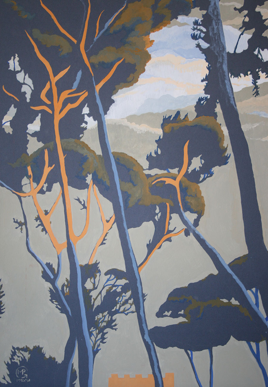 Le soir dans le parc de la Villa Borghese, 2016